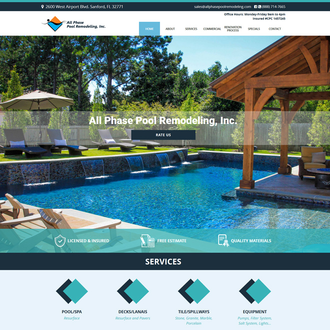 Website for All Phase Pool Remodeling