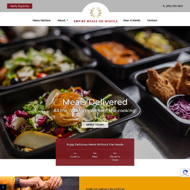 Website for Empire Meals on Wheels