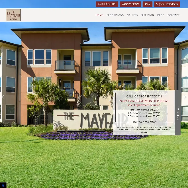 Website for The Mayfair Apartments