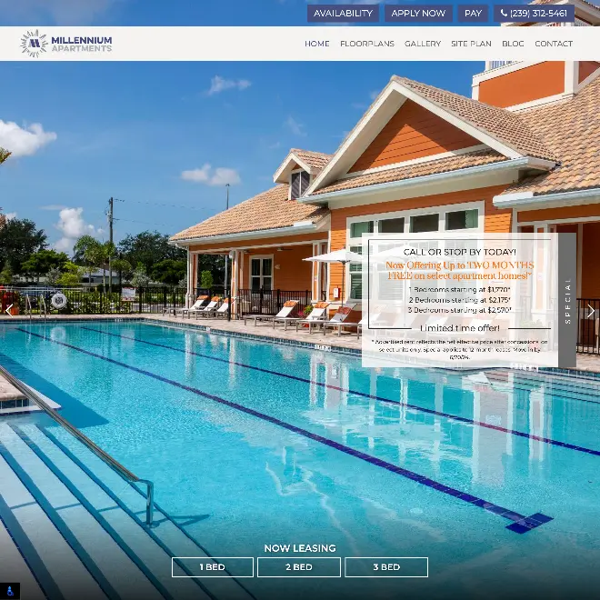 Website for Millennium Apartments