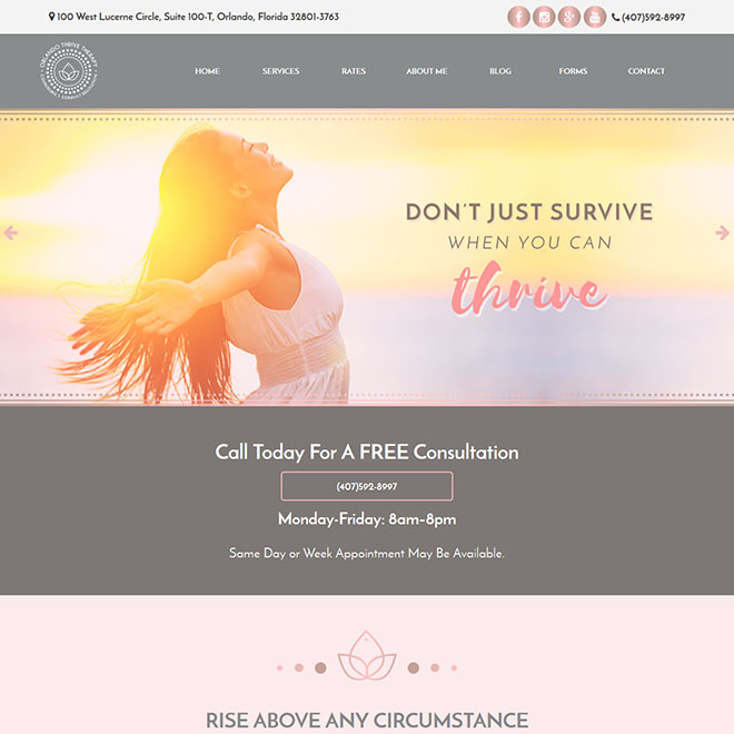 Website for Orlando Thrive Therapy