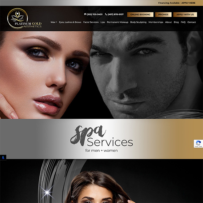 Website for Platinum Gold Aesthetics