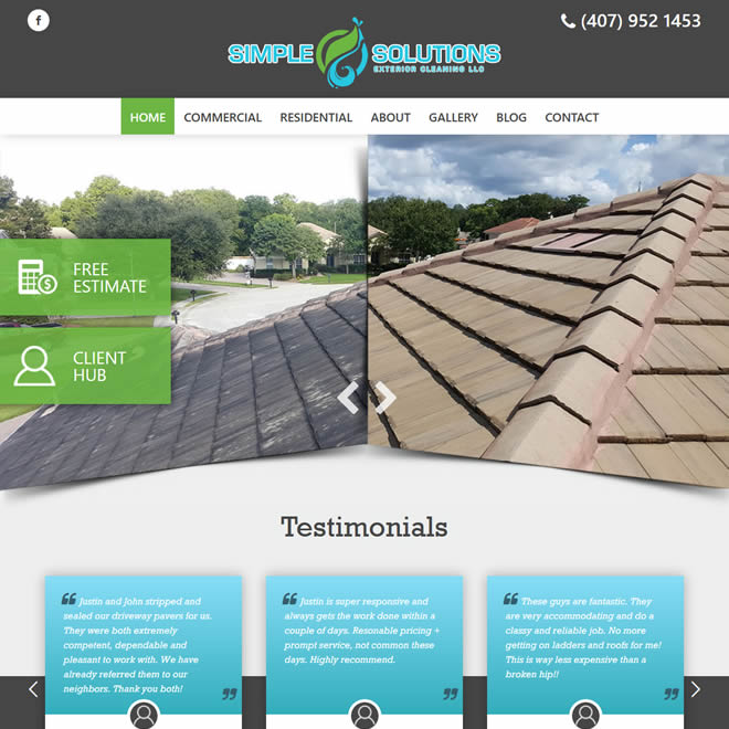 Website for Simple Solutions Exterior Cleaning