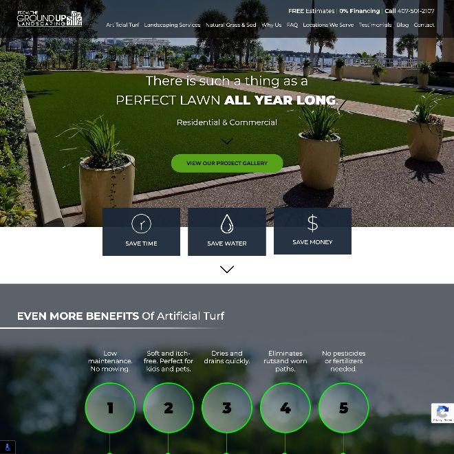 Website for From the Ground Up Landscaping